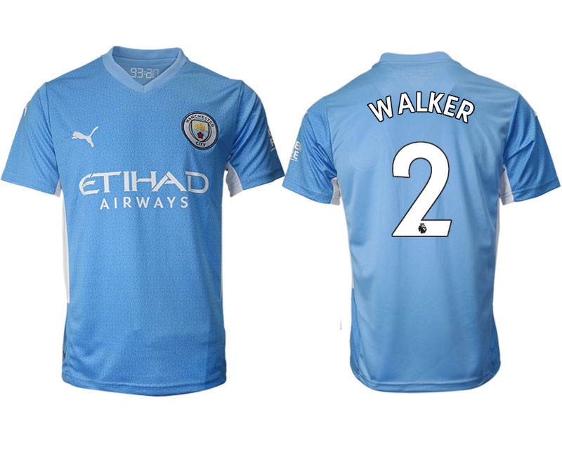 Cheap Men 2021-2022 Club Manchester city home aaa version blue 2 Soccer Jersey